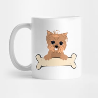 Blonde yorkie with a bone Mug